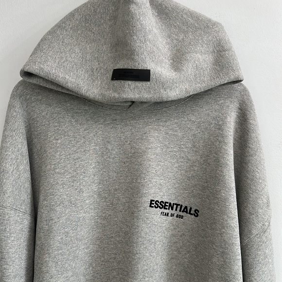 Fear of God Essentials  FOG Essentials Flocked Hoodie Dark Oatmeal - Picture 7 of 15